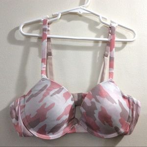 Rose + Vine pink camo push up bra